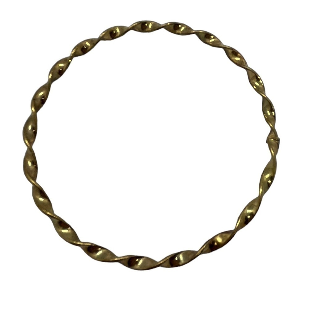 𝅺VINTAGE Bangle Bracelet Twisted Wavy Gold Tone Patina